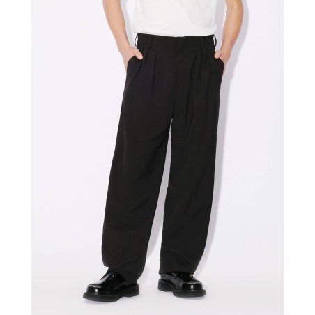 Pantalon de tailleur plissé en laine vierge