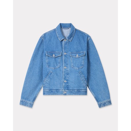 Veste trucker brodée 'Boke Flower' en denim japonais