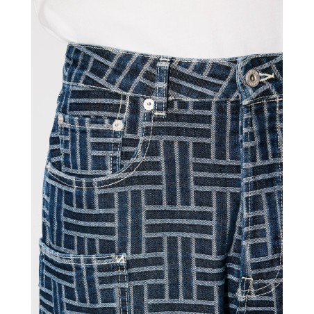 Jean cargo monkey 'KENZO Weave' en denim japonais