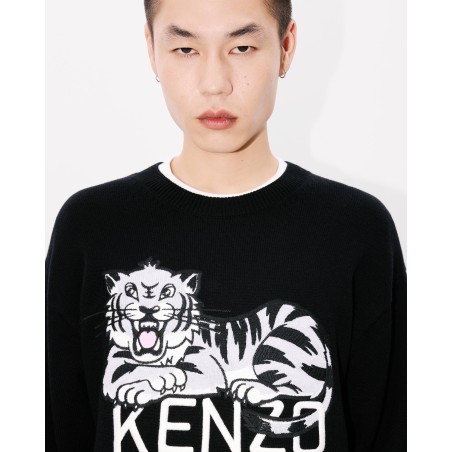 Pull brodé 'KENZO Happy Tiger' en laine et coton