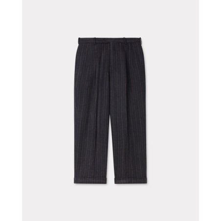 Pantalon de tailleur droit plissé en laine vierge