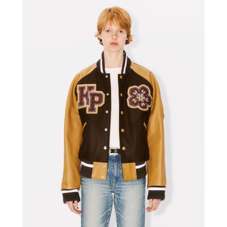 Veste unisexe Varsity 'Boke Flower' en laine et cuir