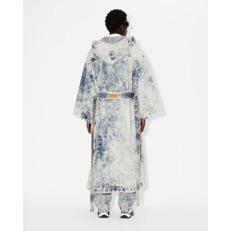 Manteau oversize à double boutonnage en denim japonais avec manches kimono