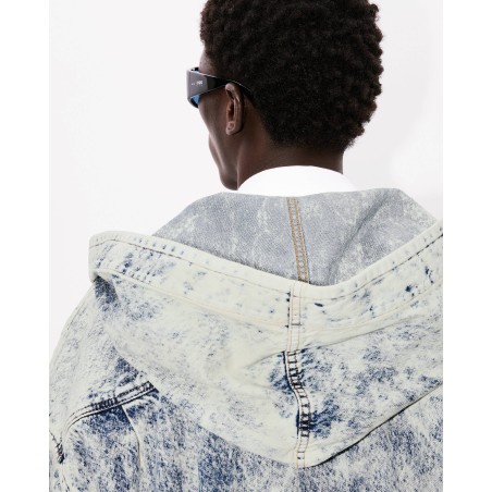 Manteau oversize à double boutonnage en denim japonais avec manches kimono