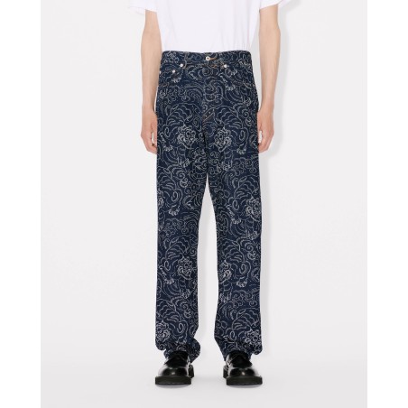 Jean ASAGAO droit 'KENZO Star Tiger' en denim japonais