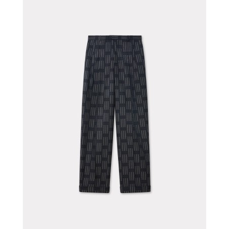 Pantalon de tailleur droit plissé 'KENZO Weave' en laine et coton