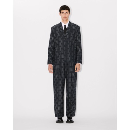 Pantalon de tailleur droit plissé 'KENZO Weave' en laine et coton