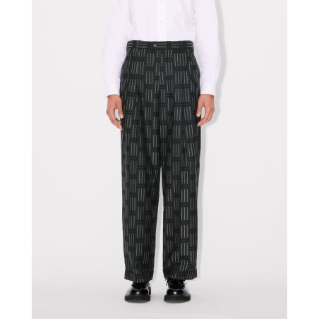 Pantalon de tailleur droit plissé 'KENZO Weave' en laine et coton