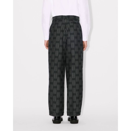 Pantalon de tailleur droit plissé 'KENZO Weave' en laine et coton