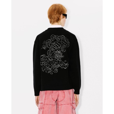 Cardigan unisexe brodé 'KENZO Star Tiger' en laine